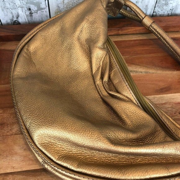 Fossil leather gold hobo purse - Picture 5 of 10